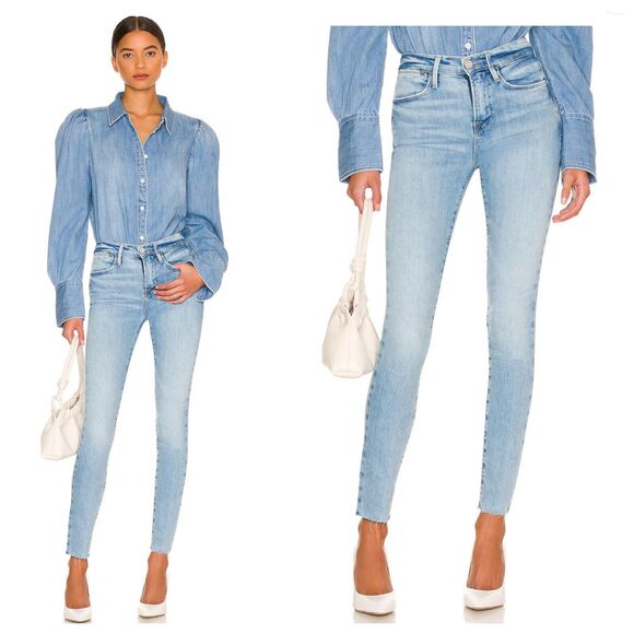 FRAME Le High Skinny Jeans Degradable in Handcrafted Size 32 High Waist Stretch - Picture 1 of 12